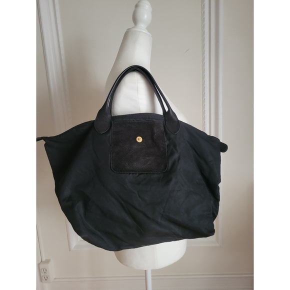 Longchamp Handbags - Longchamp Suede detail Le Pilage Black Tote Bag